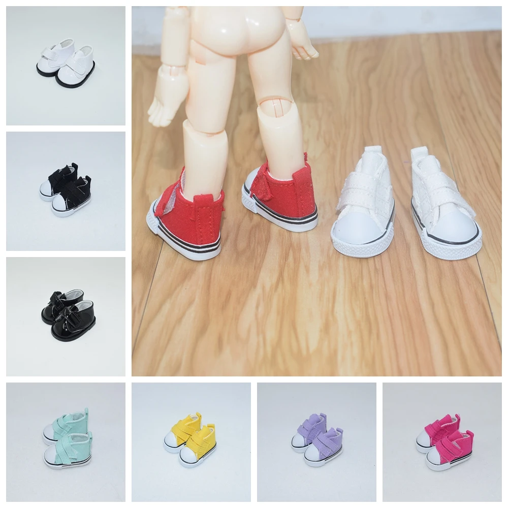 High Quality 1 Pair 5cm Canvas Shoes For BJD Doll Fashion Mini Toy Shoes Sneaker Doll Shoes For Russian Doll Accessories