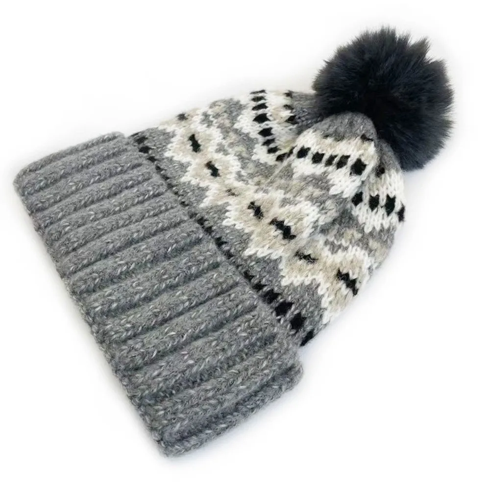 Solid Color Knitted Winter Hat Color Contrasting Soft Knitted Casual Beanies Cold Resistant Retro Jacquard Warm Knitted Hat