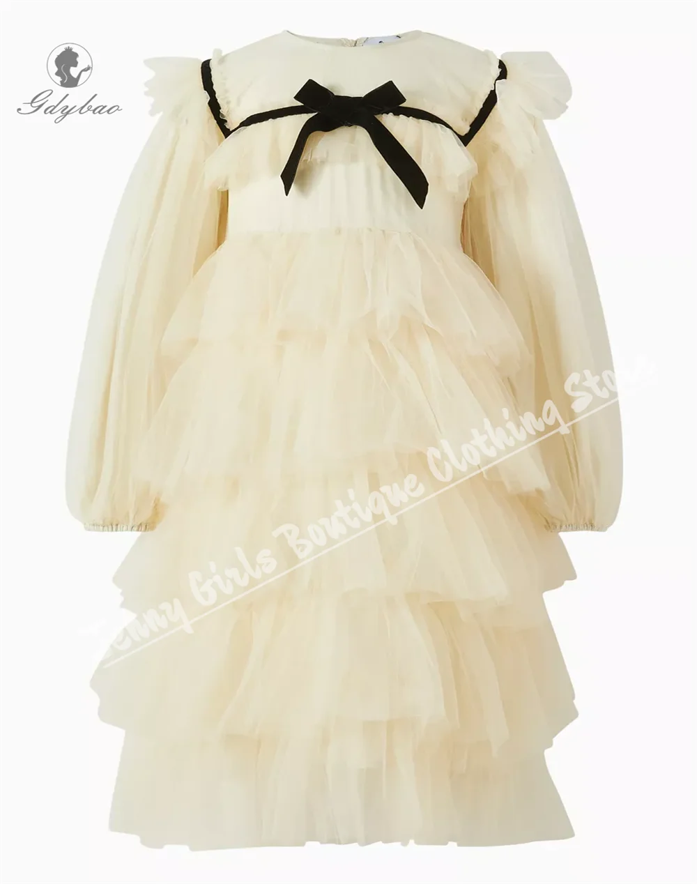 

Черное платье с цветочным узором для девочек с бантом и многослойным тюлем в стиле принцессы, подходящее для свадьбы, вечернее платье на заказ для первого причастия