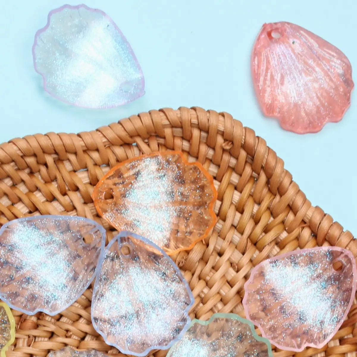 19*23mm 10pcs Acrylic Candy Color Transparent Flower Petal Beads For Jewelry Making DIY Pendant Crafts Handmade Materials