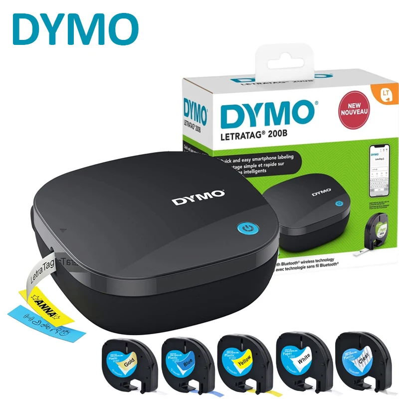 DYMO LetraTag 200B Bluetooth Handle Label Maker Wireless Connection to iOS and Android Portable Printer Various Label Paper