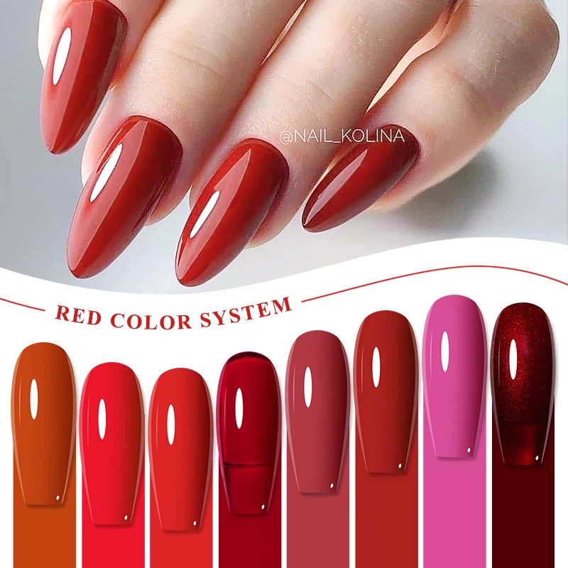 Red Series Nail Gel Polish Glitter Sequins All For Manicure Semi Permanent Varnishes Soak Off UV LED Nail Art Gel Polish