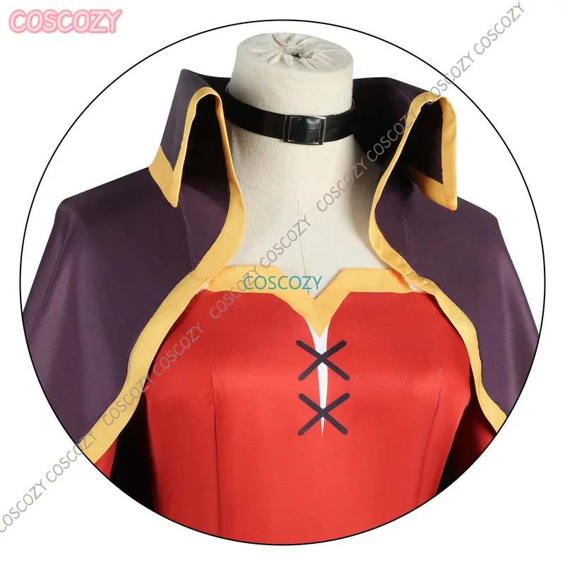 أزياء أنيمي Megumin التأثيرية للنساء والفتيات فستان ماجى عباءة ملابس Megumin كوس شعر مستعار أزياء الهالوين جوارب وعصابة الغمامة