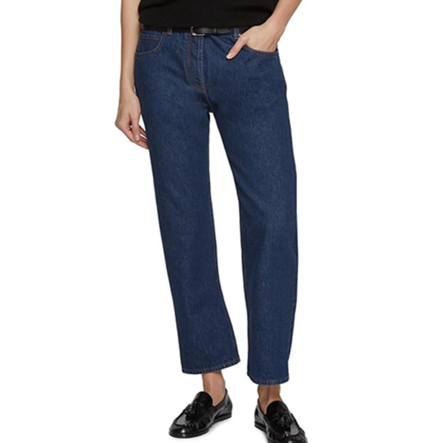 

Maxdutti French Minimalist Mid Low Waist Deep Blue Non Fading Straight Leg Cropped Jeans Woman Clothes Women's Denim Pants 2026