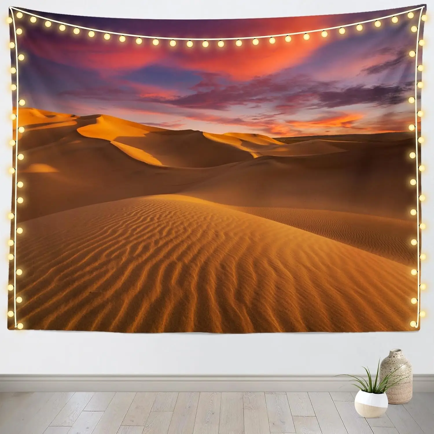 Aesthetic Sunset Desert Dunes Tapestry Wall Hanging Boho Bohemian Landscape Art Decor for Living Room Bedroom Home Decoration Gi
