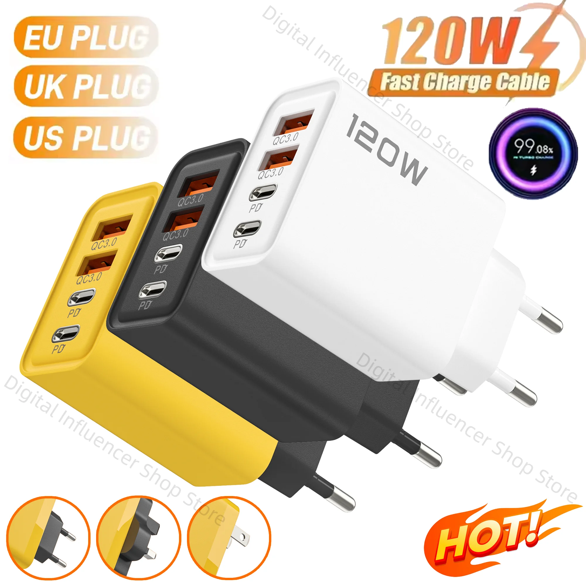 120W 4 Port Usb Typ…