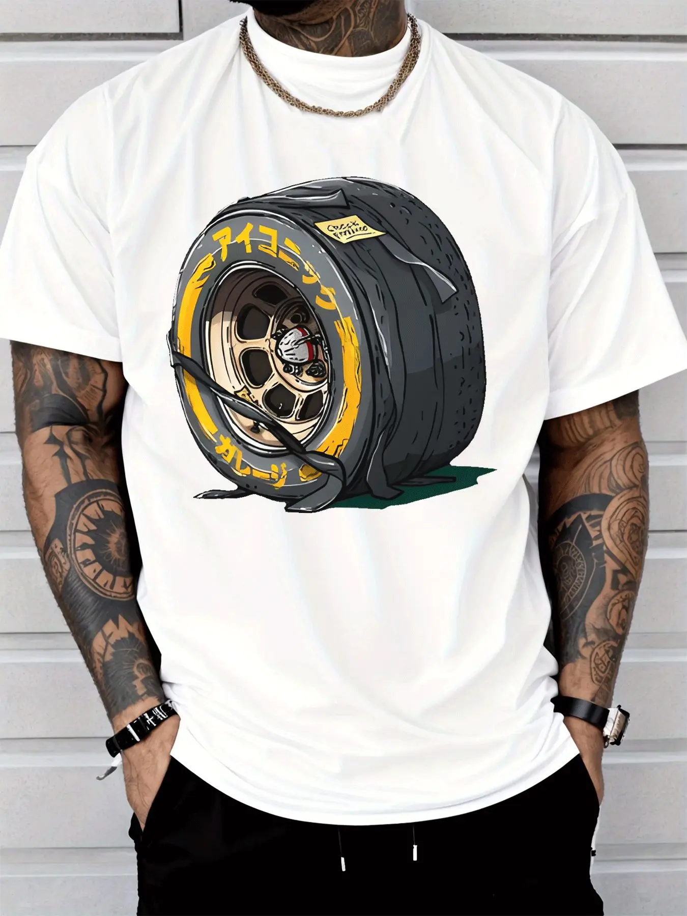 Men Short Sleeve T Shirt Racing Tire Wheel Graphic Tee Car Sport Print Tops Summer Soft Cotton Casual Street Wear For Adult Male
