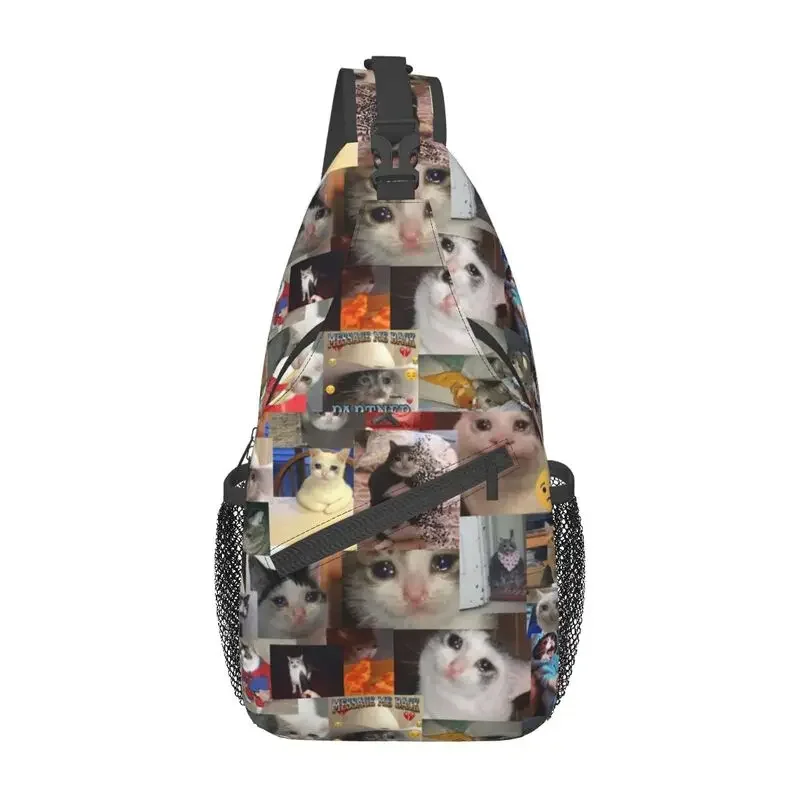 Bolsa Crossbody Peito para Caminhadas, Mochila Cool Crying Cat Sling, Bolsa de Ombro Animal Pet para Homens