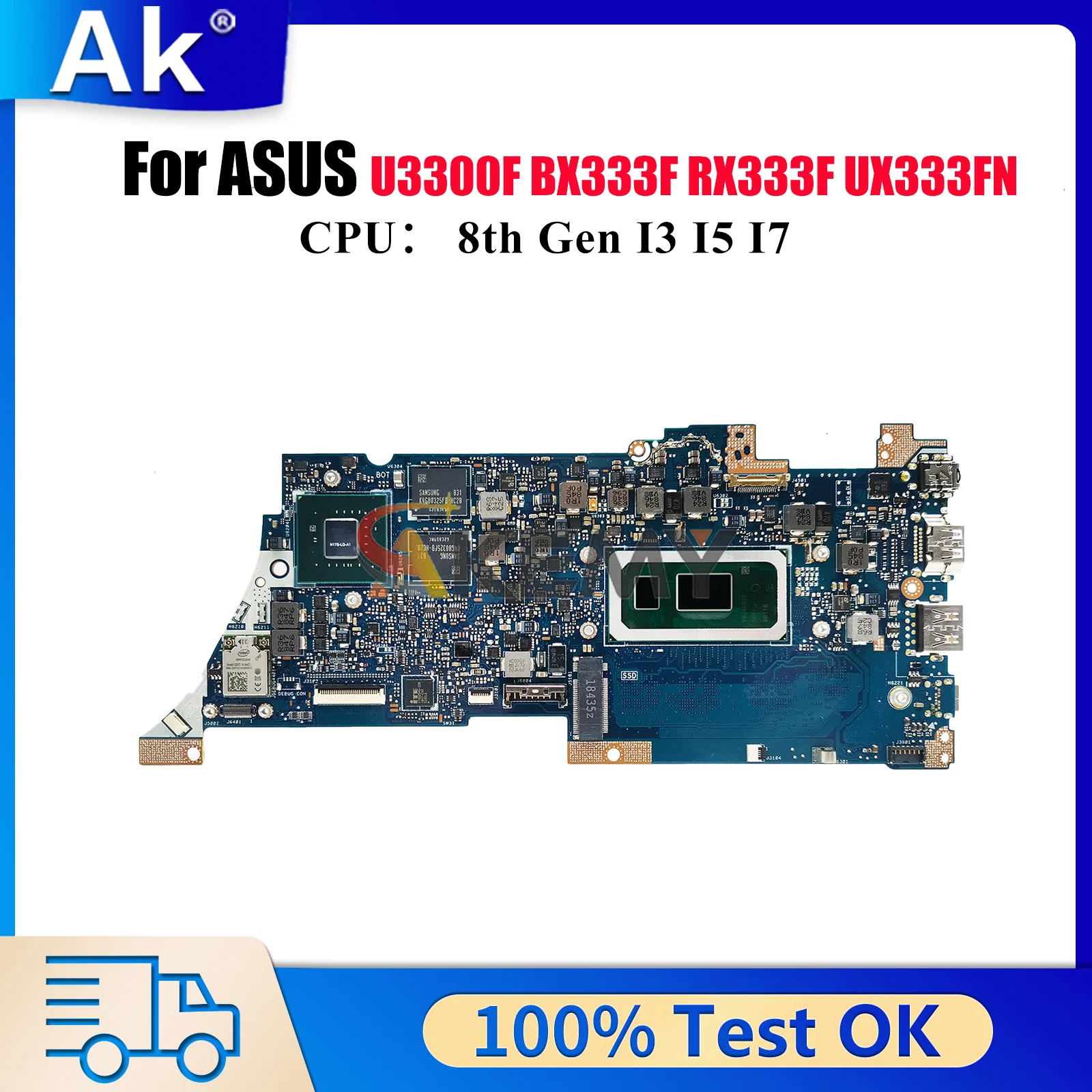 

UX333FN Материнская плата для ноутбука ASUS ZenBook BX333F UX333F U3300F RX333F UX333FN Материнская плата с процессором I3 I5 I7 100% tests OK stk