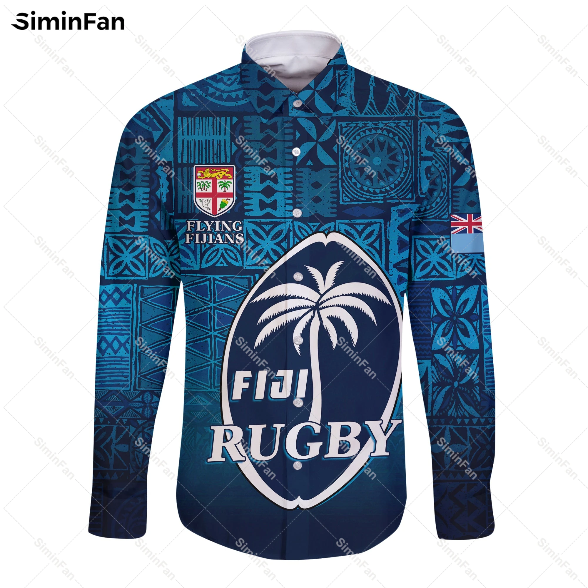 Fiji Rugby 3D All Over Printed Long Sleeve Button Shirts Men Blouse Camisa Male Lapel Tee Female Casual Top Unisex Streetwear