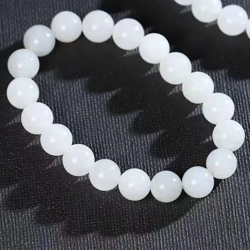 

Natural Hetian White Jade Carved Plain Bracelet Men And Women With Certificate