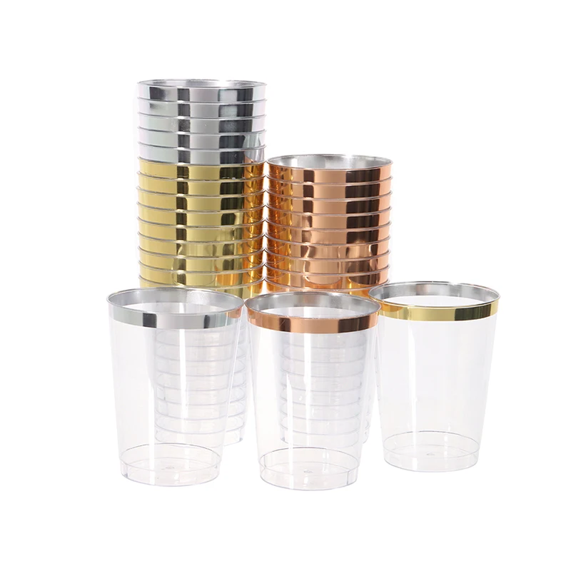 10 Pcs 10oz/300ML Disposable Cups Phnom Penh Cup Party Wedding Hard Plastic Water Cups Drink Beer Wine Glasses Dessert Cups