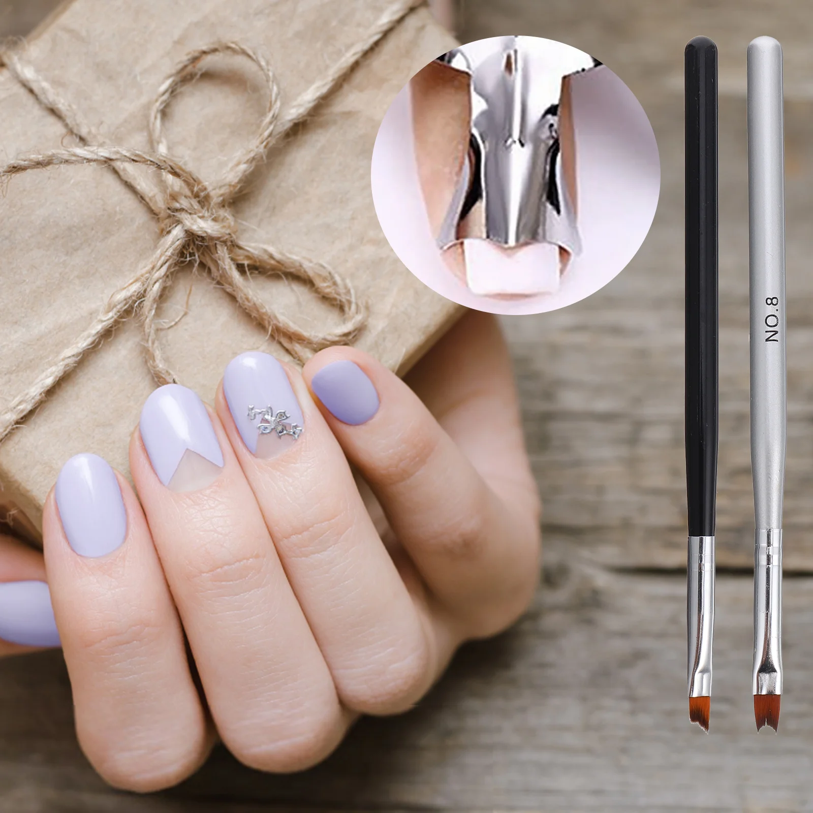 

8pcs French Manicure Templates Gel Nail Cutter Tool Acrylic Smile Line Maker Durable Flexible For Home
