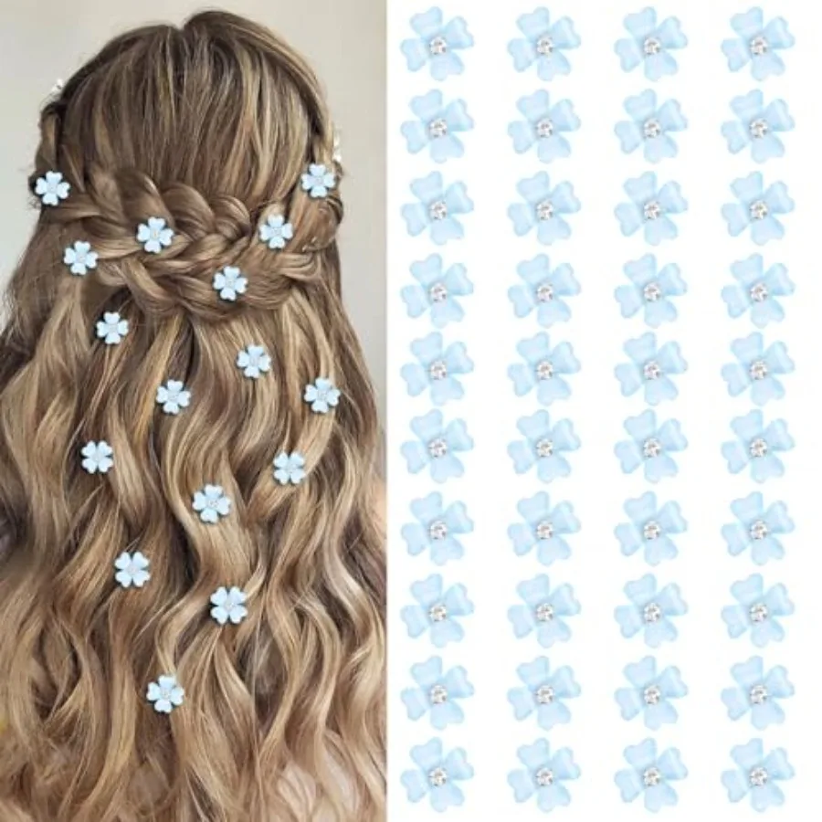 

40 Pcs Mini Flower Hair Clips with Rhinestone Cute Hair Pins Decorative Hair Clips Wedding Hair Barrettes Bridal Hair Accessori