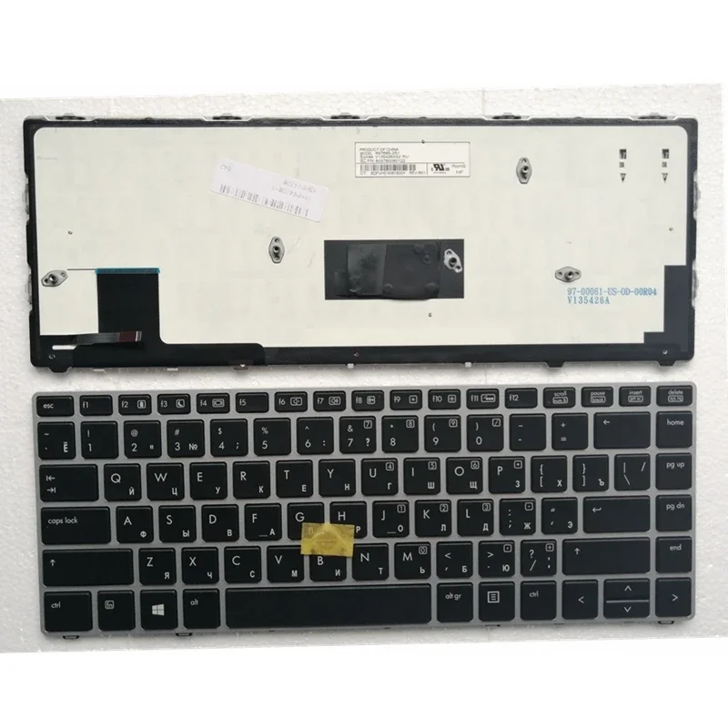 Klawiatura angielska US/RU/SP/FR do laptopa HP EliteBook Folio 9470M 9470 9480 9480M HSTNN-I10C 702843-001 srebrna — zdjęcie produktu 5