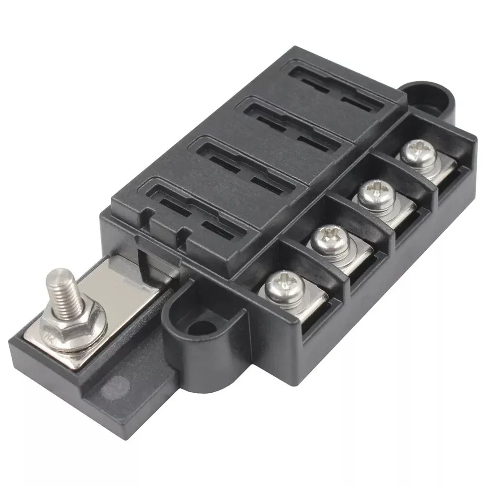 Car 4 Gang Fuse Box Positive Block 12v 24v Terminal Holder Circuit For ATO ATC Fuses M5 Stainless Threaded Stud Stainless Bolts