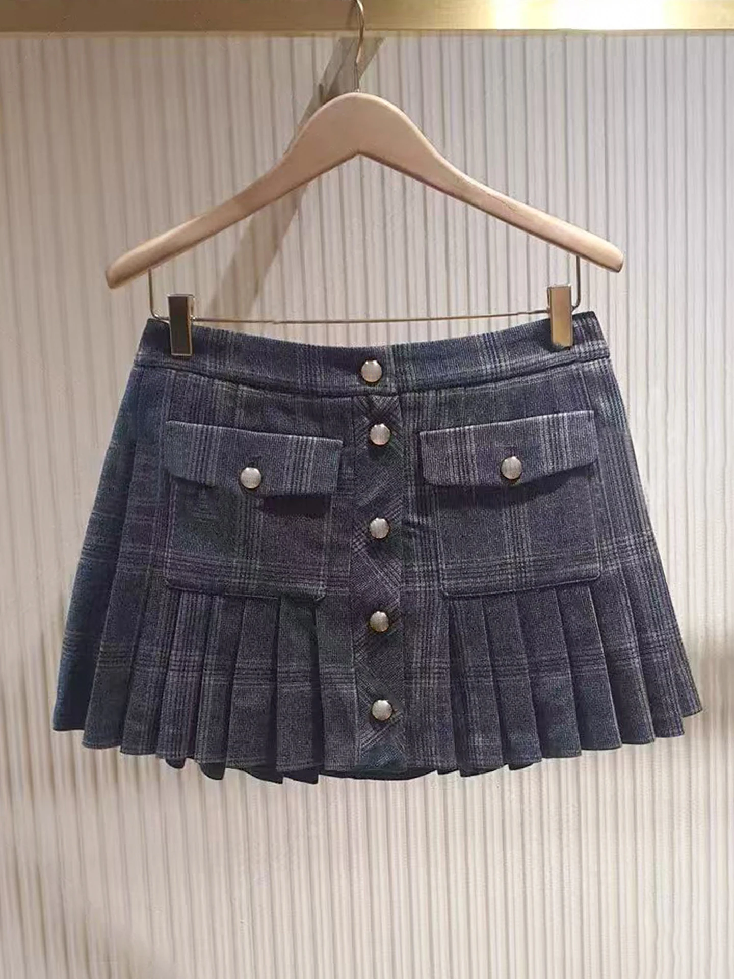 

High Waist Pleated Skirt Retro College Sle Women's Premium Faion Autumn Collection Simple Commute A-Line Skirt