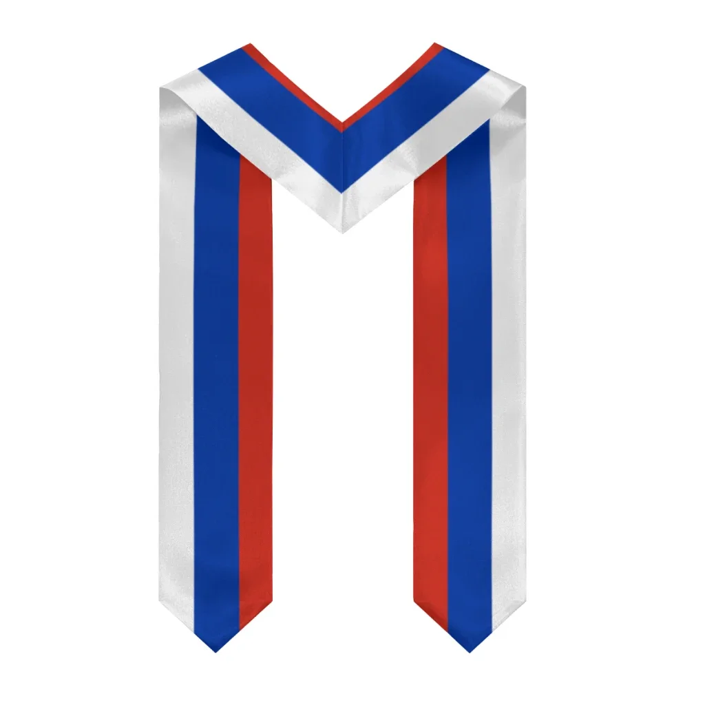 Customization More Design Graduation Shawl Russia Flag & United States Flag Stole Sash Honor Study Aboard International Students