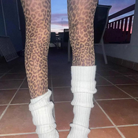 Europe and America Leopard Print Black Women's Silk Tights Summer Thin Sheer Pantyhose Gothic Vintage Leopard Pattern Stockings