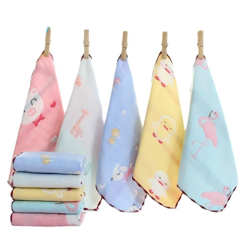 

3Pcs 5Pcs Muslin Cotton Baby 6 Layer Towel Handkerchief Colorful Kid Wipe Cloth Newborn Baby Face Towel Bibs Feeding Bath Towel