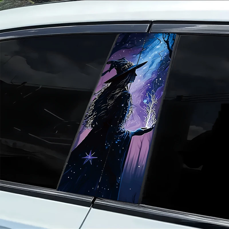 

2 pieces of car B-pillar stickers Magic Witch Vinyl protective film