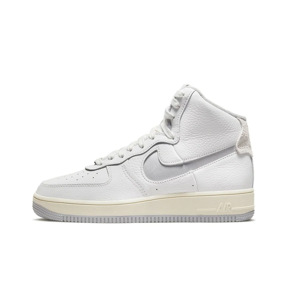Nike Air Force 1 Sculpt Silver Chaussures de skateboard montantes antidérapantes et amortissantes pour femme Blanc Gris