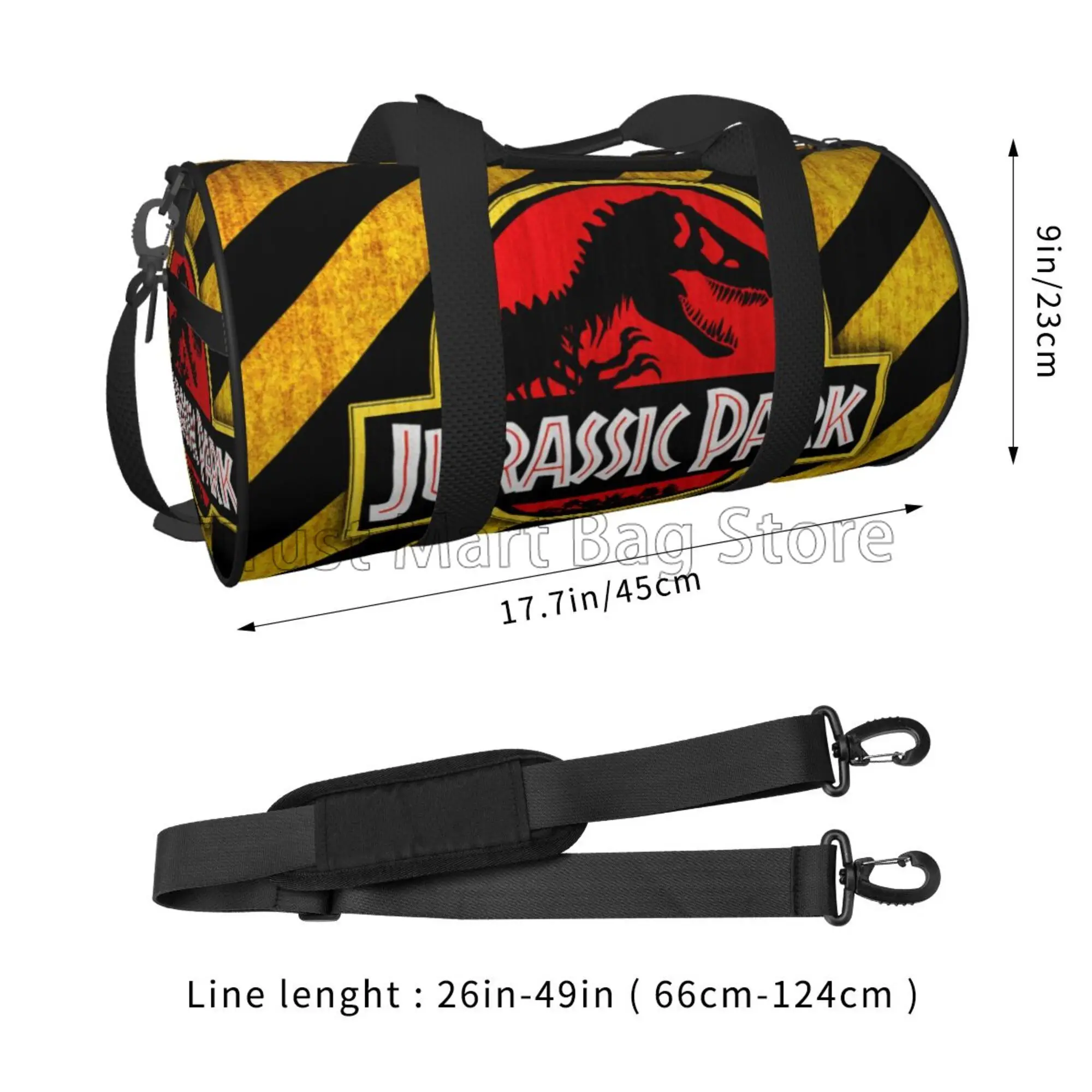 Jurassic Park Overnight Duffel Bags Weekend Carry-On Tote Luggage Bag with Zipper for Practice Canvas Travel Bag for Gym Sport