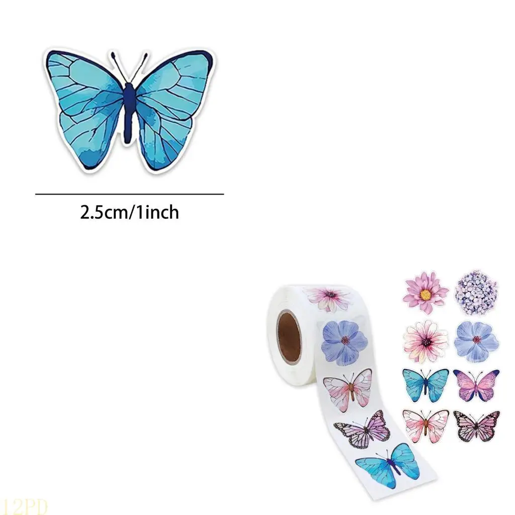 12PD 500Pcs Flower Butterfly Sticker For Journal Album Card Making Home Decoration