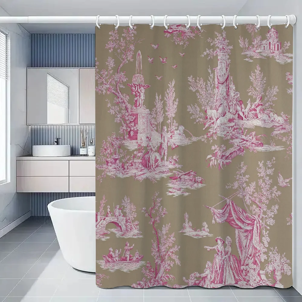 Waterproof Fabric Bathroom Curtain Cloth Toile De Jouy Shower Curtins Curtains Bath Cover Full 200x180 Funny Products Household