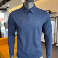2025 New AMAZINGCRE Korea Men's Golf Clothing Fashion Versatile Sports Lapel Long-sleeved Polo Shirt Long sleeved shirt