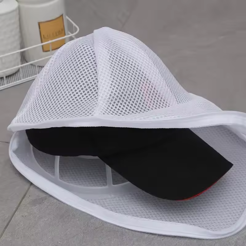 1pc máquina de lavar chapéu protetor de lavagem boné limpador saco de lavanderia pequenas roupas saco de lavagem anti-deformação malha organizador zip sacos