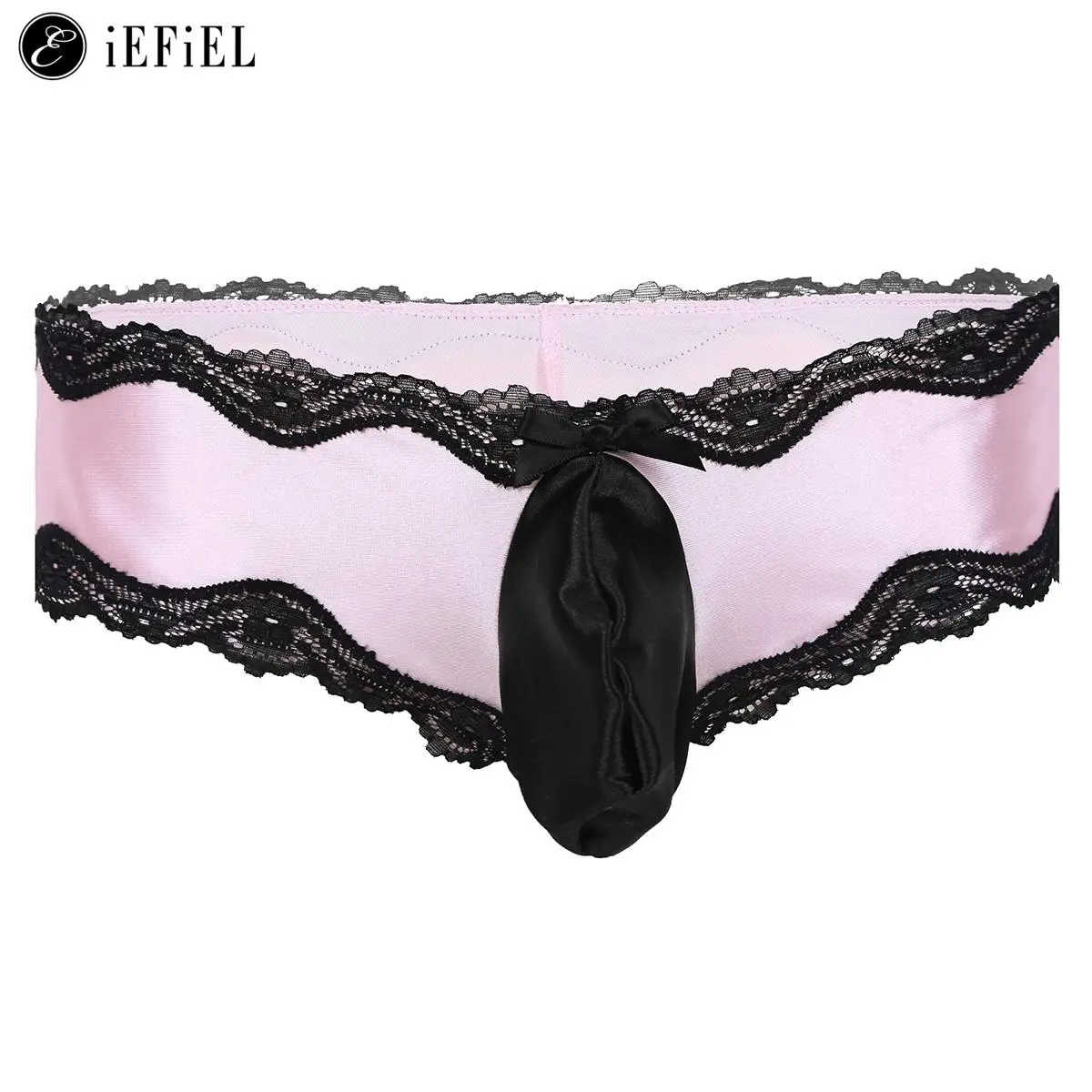 

Mens Silky Satin Floral Lace Bikini Briefs Low Rise Boxer Briefs Sissy Pouch Panties Hipster Crossdress Underwear