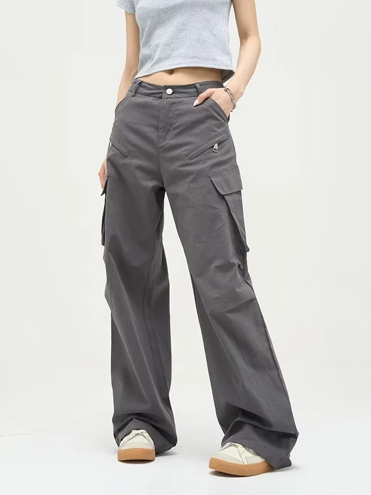 HOUZHOU Techwear Cargo Pants Women Workwear Wide Leg Trousers Female Japanese Streetwear Hip Hop Pockets Loose Casual Vintage