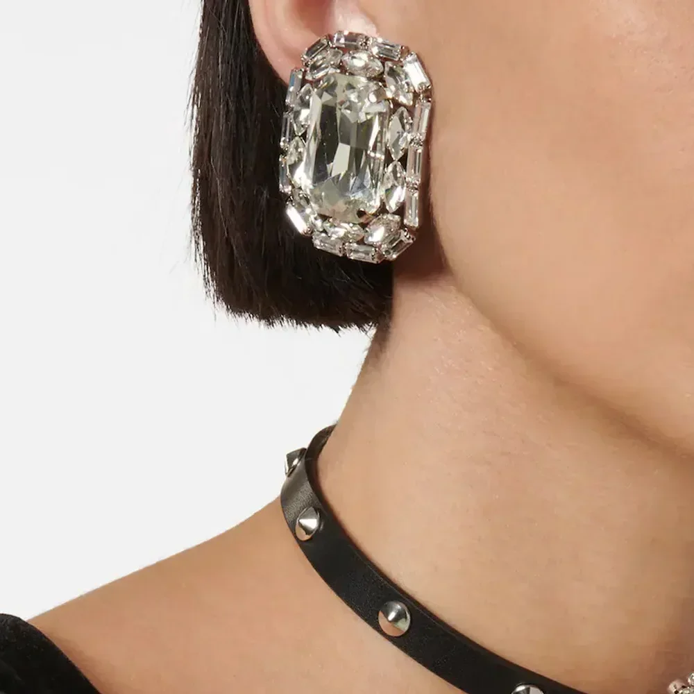 Big Shining Square Crystal . Earrings