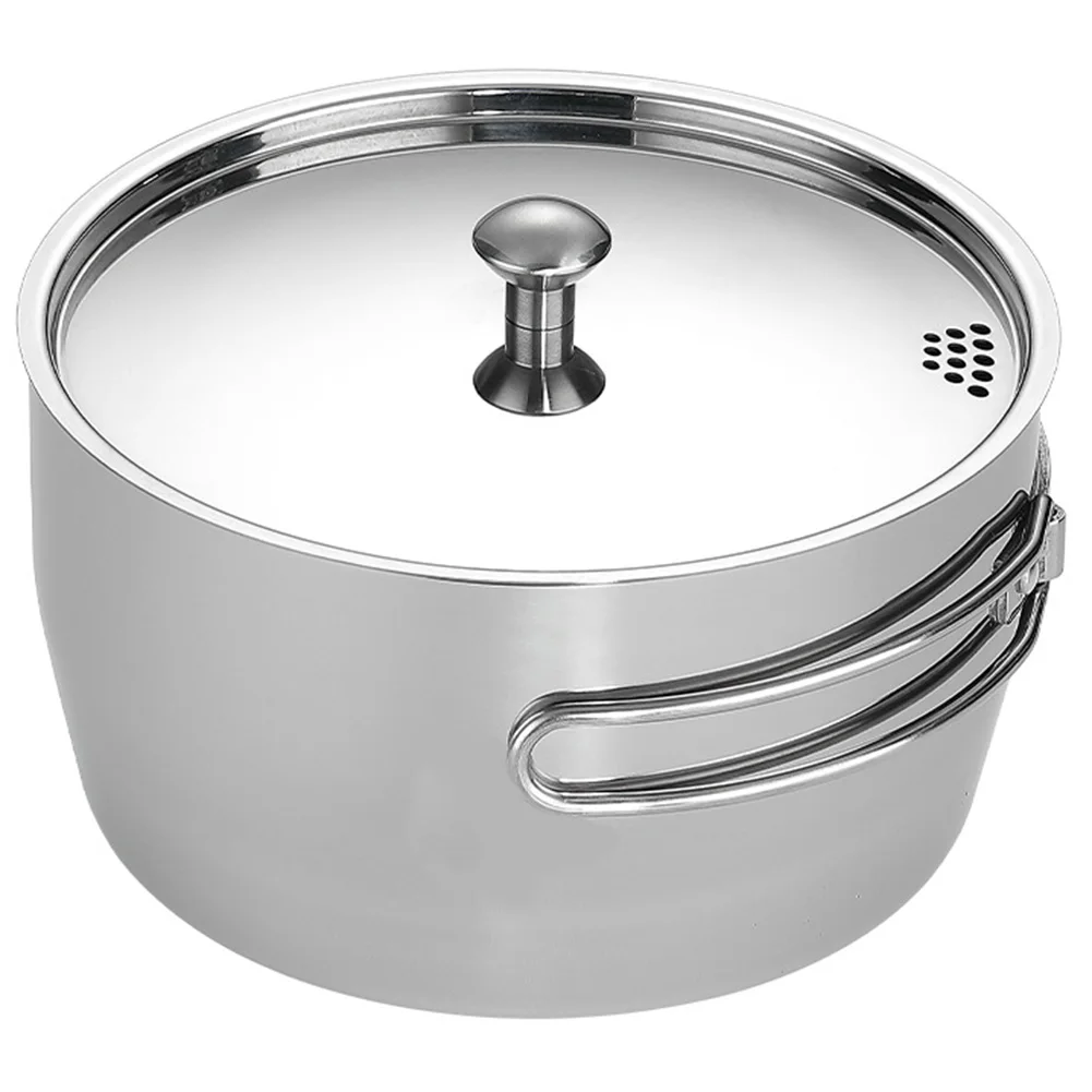 

Camping Pot 2L Cookware with Folding Handle Three Layer Composite Steel Suitable for Cooking Frying Boiling Water etc