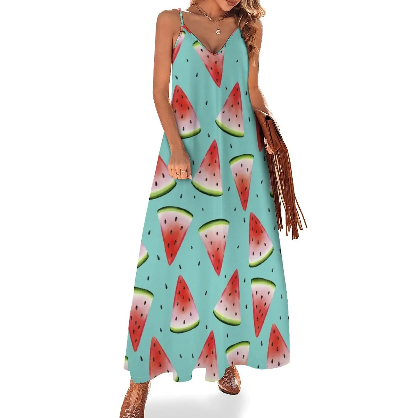 

Melon dance: summer patterns and melon sticker set Sleeveless Dress Dresses for wedding party