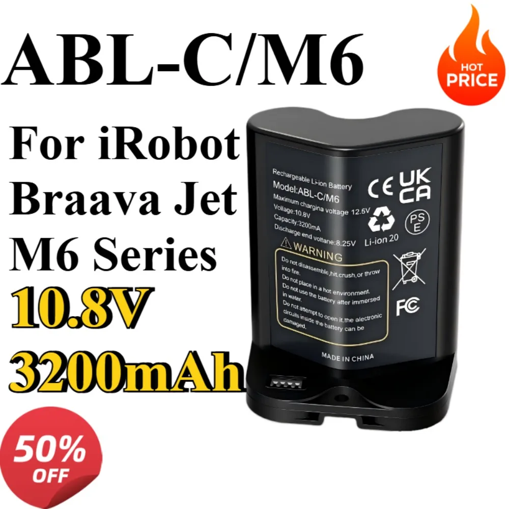 

ABL-C/M6 10.8V 3200mAh Rechargeable Li-ion Replacement Battery Pack for IRobot Braava Jet M6 Ultimate Robot Mop Model ABL-C