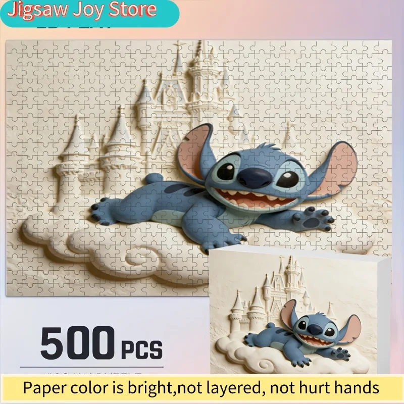 

2D Flat, 500pcs Disney Stitch & Mickey Mouse Puzzle Suitable for Adults - Challenging Brain Teaser, Nostalgic Decor, Party Gam