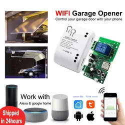 Abridor de garaje inteligente para el hogar, CC, CA, 12V, 24 V, 220V, 10A, interruptor de relé Wifi, controlador de puerta de vida inteligente Tuya, funciona con Google Home, Alexa