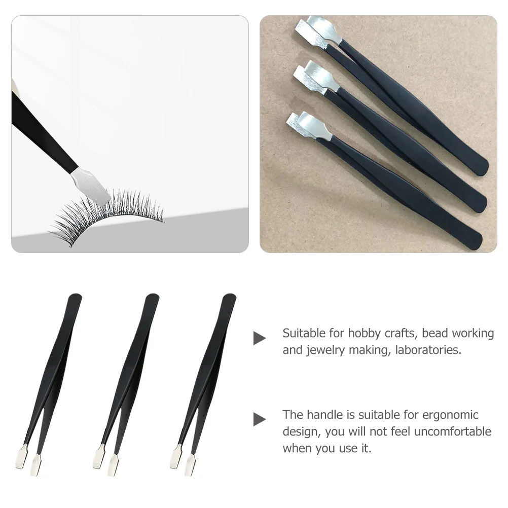 

3Pcs Stainless Steel Stamp Tweezers Eyelash Applicator Precision Craft Jewelry Collector Tools Eyelash Applicator Tweezers