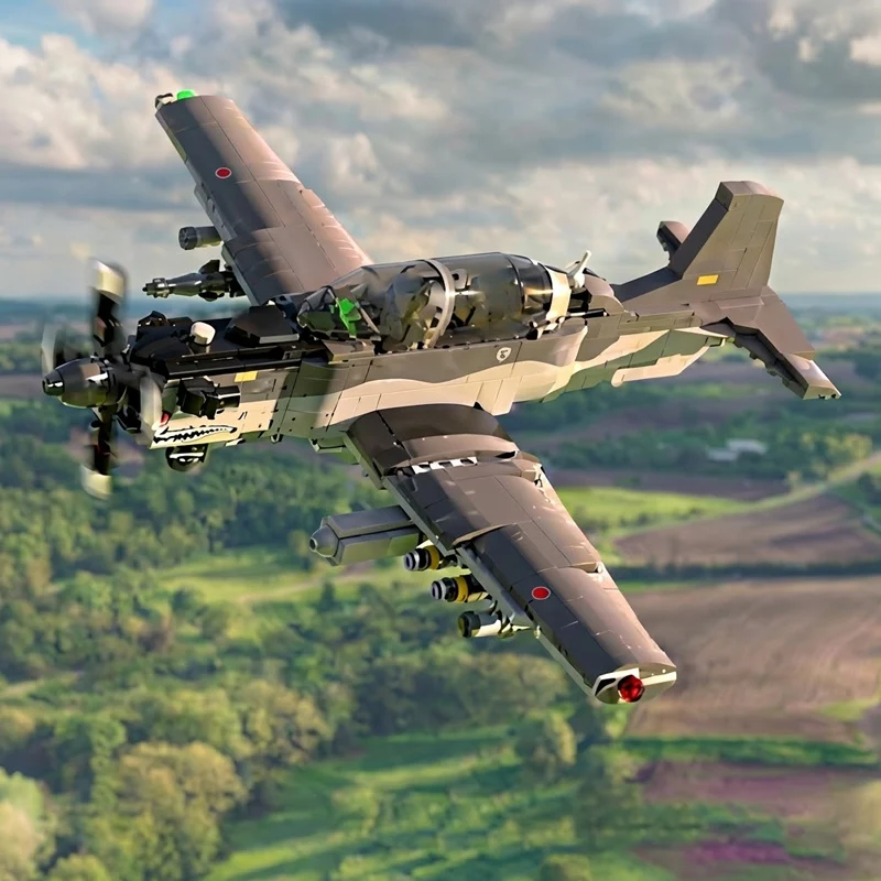

AT-6E Twin Seat Attack Plane Model MOC Building Bricks War Equipment Modular Technology Gifts Holiday Assemble Children Toy Suit