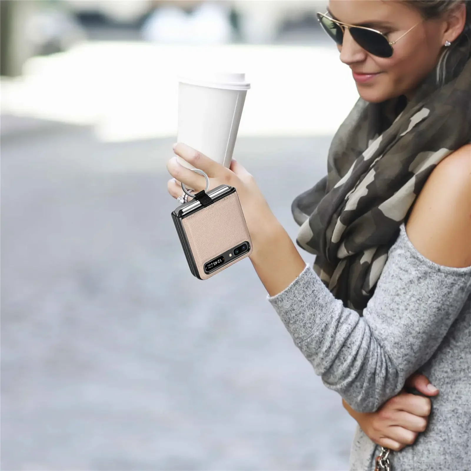 Finger Ring Holder Leather Case for Samsung Galaxy Z Flip 2 7 flip7 Flip2 flip6 Flip 6 5 4 3 Flip3 Flip5 Flip4 5G Fundas
