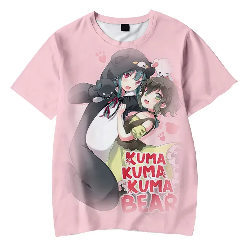 Anime Kuma Kuma Kuma Urso 3D Impresso Camisetas Mulheres Homens O-pescoço Manga Curta Camiseta Casual Streetwear Roupas de Verão