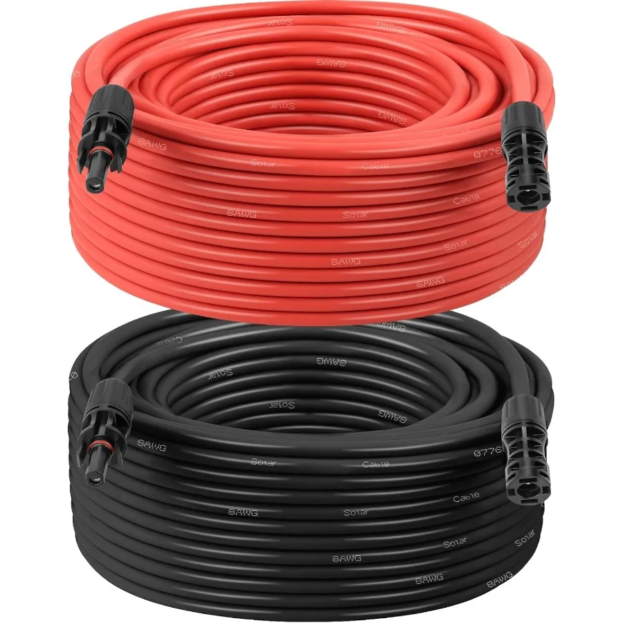 

8AWG 150FT Solar Panel Extension Cable with Female and Male Waterproof Connectors for RV Photovoltaic Systems Home Energy Setup
