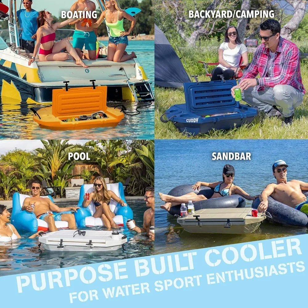 Cuddy Floating Cooler and Dry Storage Vessel – 40QT – Amphibious Hard Shell Design - Multiple Color Options