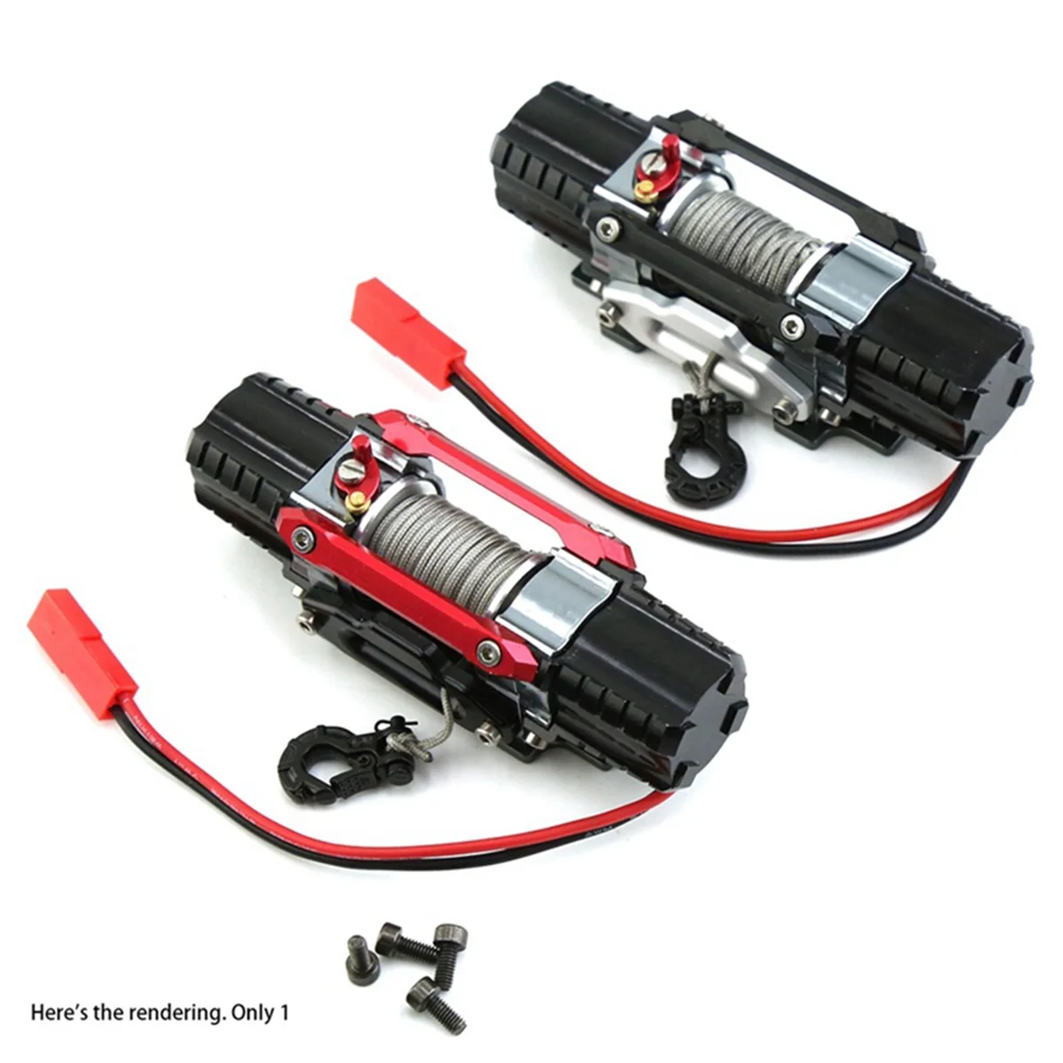 Dual Motor Metal Simulated Winch for 1/8 1/10 RC Crawler Car Axial SCX10 TRAXXAS TRX4 RC4WD D90 KM2 Upgrade Parts,Red