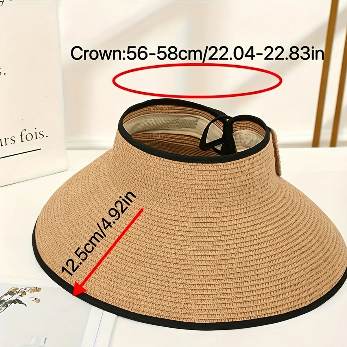 Foldable straw hat for women, summer fashion, black border roll hat, sun protection and sunshade hat, beach vacation travel gift - view 5