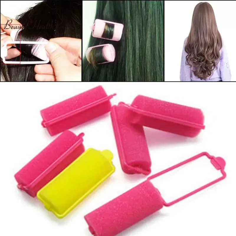 12Pcs Buckle Soft Sponge Foam Hair Curler Roller Easy Curling Styling Salon Barber Hairdressing Hairstyling Twist Tools Kit