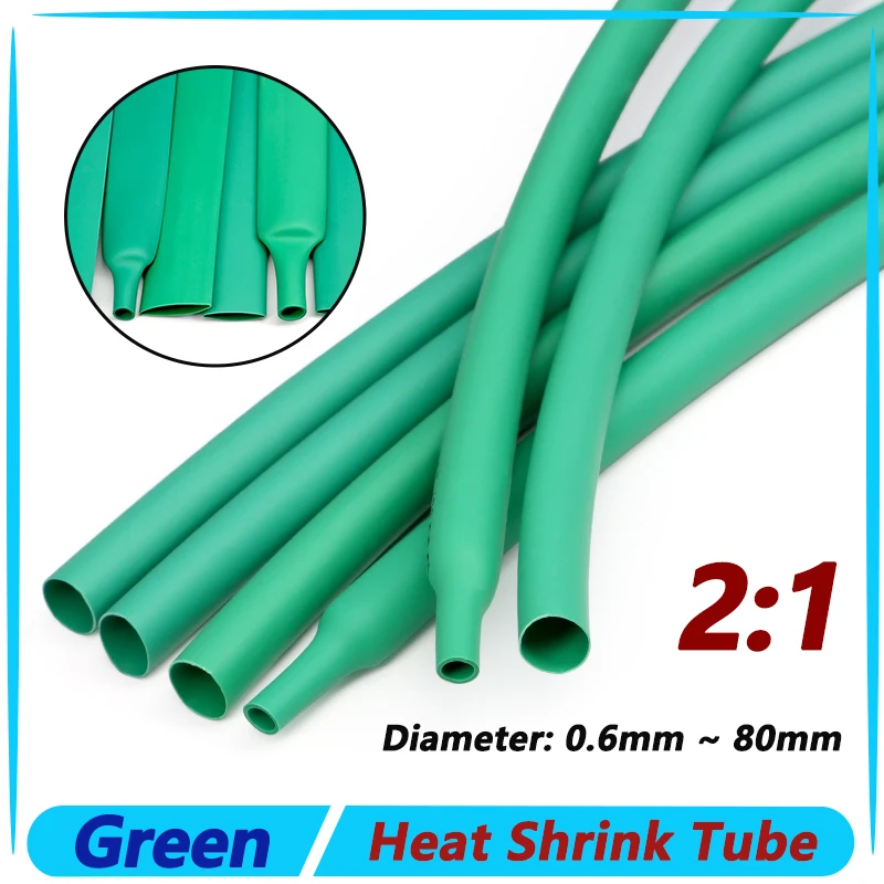 

2:1 Green Heat Shrink Tube Diameter 0.6 - 80mm DIY Connector Repair Electrical Insulation Waterproof Protecctor Shrinkage Tubing