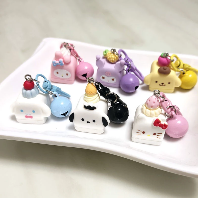 Sanrio Cute Anime Transparent Fine Flashing Keychain Cartoon Bag Pendant Cute Key Accessories